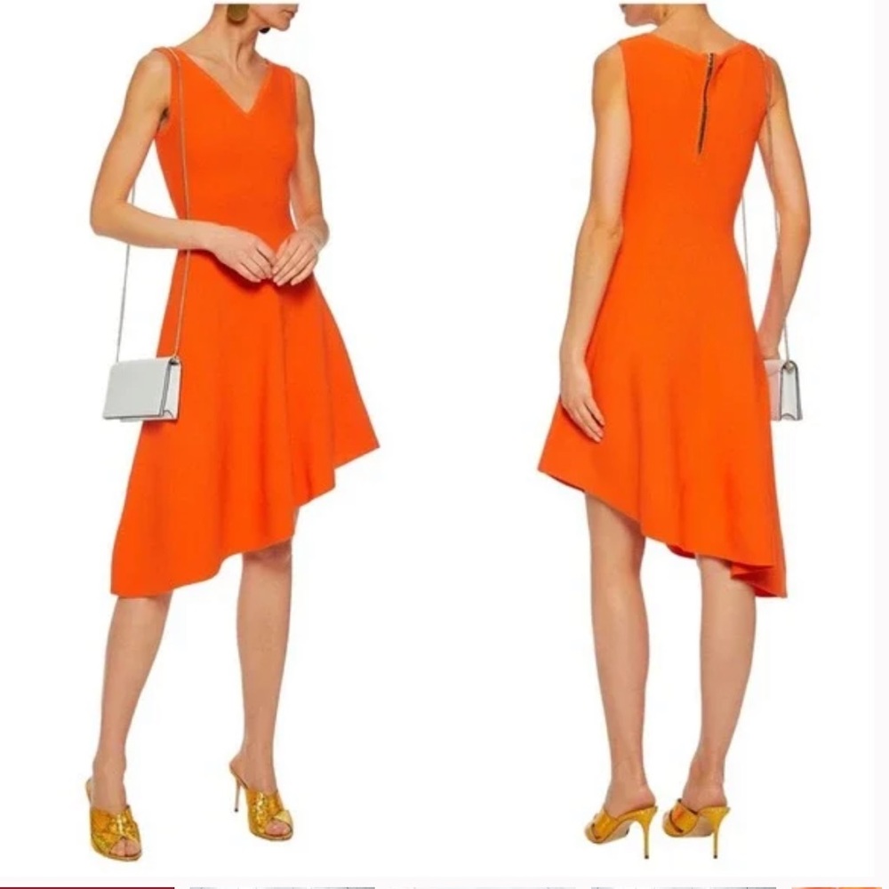NEW MILLY Orange Asymmetrical Hem Flared Dress